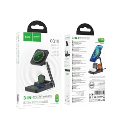 Беспроводное Зарядное Устройство Hoco 3in1 Magnetic 15W For iWatch Черный