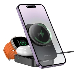 Бездротовий Зарядний Пристрій Borofone 3-in-1 For iWatch Черный