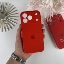 Силіконовий чохол на Айфон 17 Pro c закритим низом та камерами | iPhone 17 Pro Червоний (14)