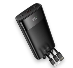 Універсальний Повербанк Power bank з Швидкою зарядкою та шнурами на 20000 mAh Black