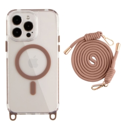 Чохол Crossbody зі шнурком TPU+PC з MagSafe для iPhone 14 Pro Max Світло-коричневий (7)