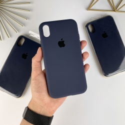 Силиконовый чехол на Айфон Х (10) с закрытым низом | iPhone X / XS Темно-синий (8)