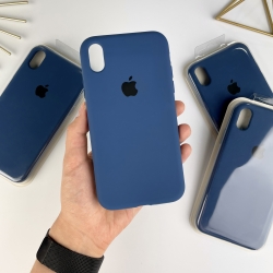 Силиконовый чехол на Айфон Х (10) с закрытым низом | iPhone X / XS Синий (20)