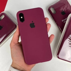 Силиконовый чехол на iPhone Xs Max Full с закрытым низом Бордовый (42)