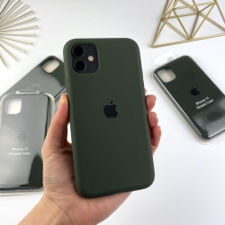 Чехол на Айфон 11 с закрытым низом | Case for iPhone 11 Темно-зеленый (54)