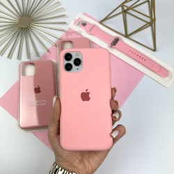 Силіконовий чохол на Айфон 11 про із закритим низом | iPhone 11 Pro Темно-рожевий (12)