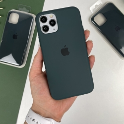 Силиконовый чехол на Айфон 11 Про Макс с закрытым низом | iPhone 11 Pro Max Темно-зеленый (54)