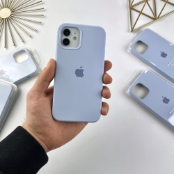 Силиконовый чехол на Айфон 12 / 12 Про с закрытым низом | Case for iPhone 12 / 12 Pro Голубой (5)