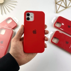 Силиконовый чехол на Айфон 12 / 12 Про с закрытым низом | Case for iPhone 12 / 12 Pro Красный (14)