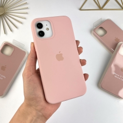 Силиконовый чехол на Айфон 12 / 12 Про с закрытым низом | Case for iPhone 12 / 12 Pro Бежевый (19)