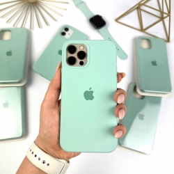Силиконовый чехол на Айфон 12 / 12 Про с закрытым низом | Case for iPhone 12 / 12 Pro Морской голубой (21)