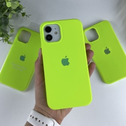 Силиконовый чехол на Айфон 12 / 12 Про с закрытым низом | Case for iPhone 12 / 12 Pro Салатовый (40)
