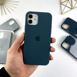 Силиконовый чехол на Айфон 12 / 12 Про с закрытым низом | Case for iPhone 12 / 12 Pro Морской синий (46)