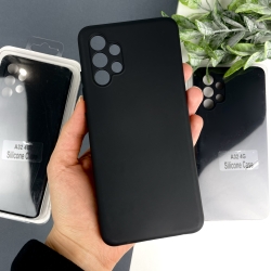 Силиконовый чехол на Samsung A32 4G Черный (без лого)