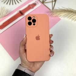 Силиконовый чехол c закрытыми камерами на iPhone 12 Pro Оранжевый (49)