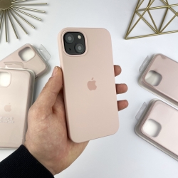 Силиконовый чехол на Айфон 13 c закрытым низом | iPhone 13 Бежевый (19)
