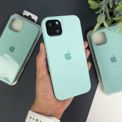 Силиконовый чехол на Айфон 13 c закрытым низом | iPhone 13 Бирюзовый (17)