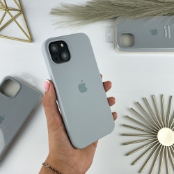 Силиконовый чехол на Айфон 13 c закрытым низом | iPhone 13 Голубо-серый (26)