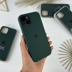 Силиконовый чехол на Айфон 13 c закрытым низом | iPhone 13 Темно-зеленый (54)