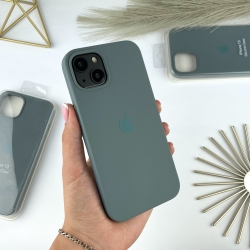 Силиконовый чехол на Айфон 13 c закрытым низом | iPhone 13 Светло-зеленый (55)