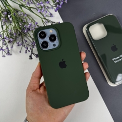 Силіконовий чохол Айфон 13 Про з закритим низом. Silicone case for iPhone 13 Pro Темно-зелений (54)