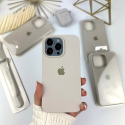 Силіконовий чохол на Айфон 13 Про Макс із закритим низом | iPhone 13 Pro Max Світло-сірий (11)