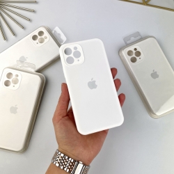 Силиконовый чехол с квадратными бортами на iPhone 11 Pro Max Белый (9)