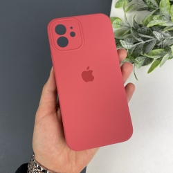 Силиконовый чехол на iPhone 12 Full case with Camera Protection Светло-красный (25)