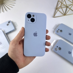 Силиконовый чехол на Айфон 13 c закрытым низом и камерами | iPhone 13 Голубой (5)