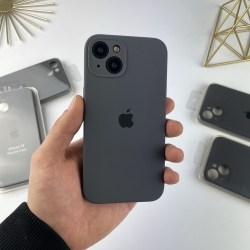 Силиконовый чехол на Айфон 13 c закрытым низом и камерами | iPhone 13 Серый (15)