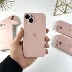 Силиконовый чехол на Айфон 13 c закрытым низом и камерами | iPhone 13 Бежевый (19)