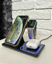 Беспроводная зарядная станция XO 3 в 1 Черный