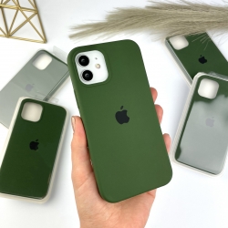 Силиконовый чехол на Айфон 12 Мини с закрытым низом | Case for iPhone 12 Mini Зеленый (45)