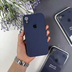 Силіконовий чохол із квадратними бортами на iPhone Xr Темно-синій (8)