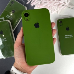 Силіконовий чохол із квадратними бортами на iPhone Xr Темно-зелений (54) 