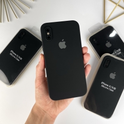 Силіконовий чохол із квадратними бортами на iPhone X / Xs Чорний (18)