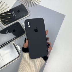 Силіконовий чохол із квадратними бортами на iPhone X / Xs Сірий (15)