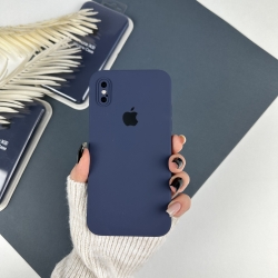 Силіконовий чохол із квадратними бортами на iPhone X / Xs Темно-синій (8)