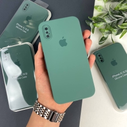 Силіконовий чохол із квадратними бортами на iPhone X / Xs Світло-зелений (55)