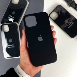 Силиконовый чехол на Айфон 15 c закрытым низом. Silicone Case iPhone 15 Черный (18)