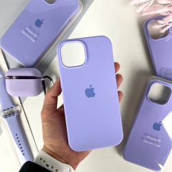 Силиконовый чехол на Айфон 15 c закрытым низом. Silicone Case iPhone 15 Лавандовый (39)
