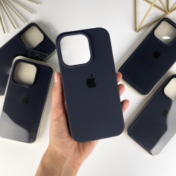 Силіконовий чохол на Айфон 14 Про Макс із закритим низом. Silicone Case for iPhone 14 Pro Max Темно-синій (8)