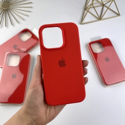 Силіконовий чохол на Айфон 14 Про Макс із закритим низом. Silicone Case for iPhone 14 Pro Max Червоний (14)