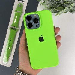 Силіконовий чохол на Айфон 14 Про Макс із закритим низом. Silicone Case for iPhone 14 Pro Max Салатовий (40)