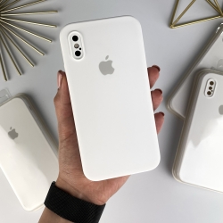 Силиконовый чехол с квадратными бортами на iPhone Xs Max Белый (9)
