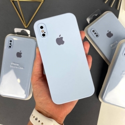 Силиконовый чехол с квадратными бортами на iPhone Xs Max Голубой (5)