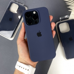 Силіконовий чохол на Айфон 15 Про Макс із закритим низом. Silicon Case iPhone 15 Pro Max Темно-синій (8)