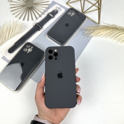 Силиконовый чехол c закрытыми камерами на iPhone 13 Pro Серый (15)