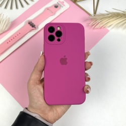 Силиконовый чехол c закрытыми камерами на iPhone 13 Pro Малиновый (48)