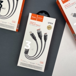 Кабель 3 в 1 HOCO U104  Lightning - Micro Usb - Type-C (1.2 m) 
